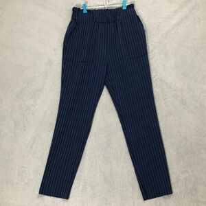 Style‎ Rack Pinstripe Pants High Waist Paper Bag Waist Casual Blue Size Large